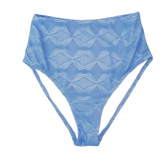 ASOS Swim Baby Blue Crochet High Waist Cheeky Bikini Bottoms 2 Women’s - Picture 1 of 9
